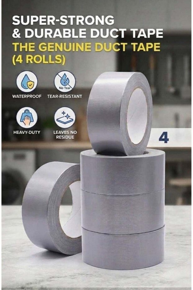 4 Rolls Duct Tape | 2 inches x 20 yards Strong Adhesive Silver Tape for Packing