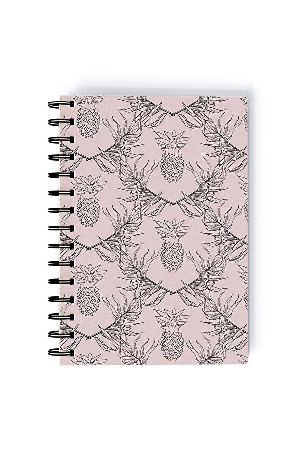 Spiral A5 Notebook Pineapple Motifs Beige and Brown Aesthetics