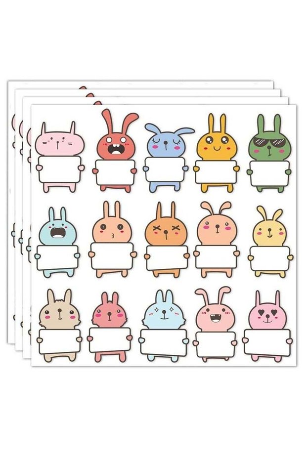 Name Tags Stickers for Kids, 30 Pcs Cute Bunny Shape Name Tags Labels, Cute Cartoon Incentive Stick