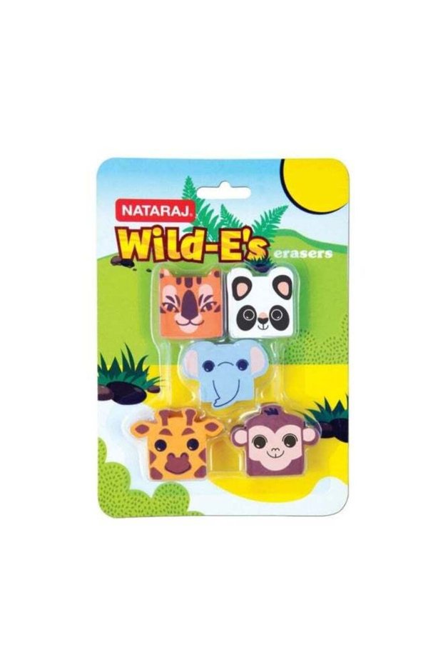 Nataraj Wild-ES Series Eraser | Dust Free, Non-Toxic | Animal Themed | Pack of 5