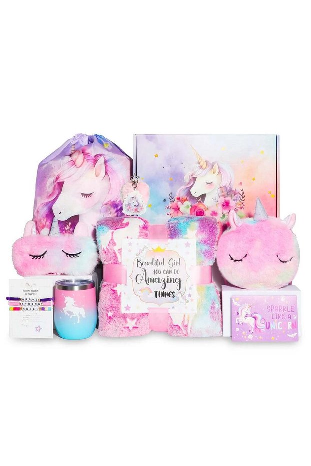 Unicorn Gift Set for Girls Unicorn Toys for Girls Birthday Parties Gift Box with Blanket Bag and Cu