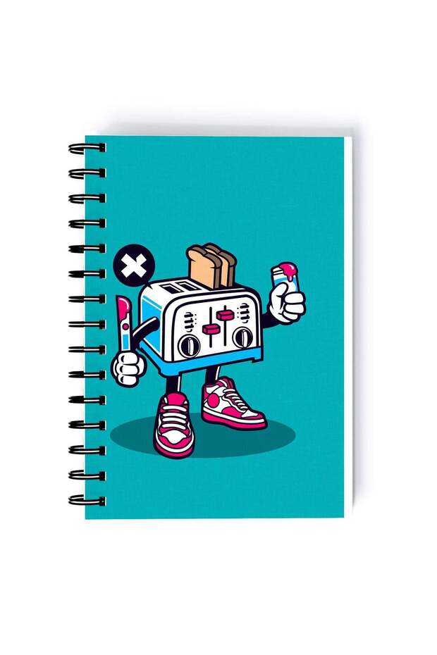 Toaster Design Rectangle Spiral A5 Notebook Multicolour