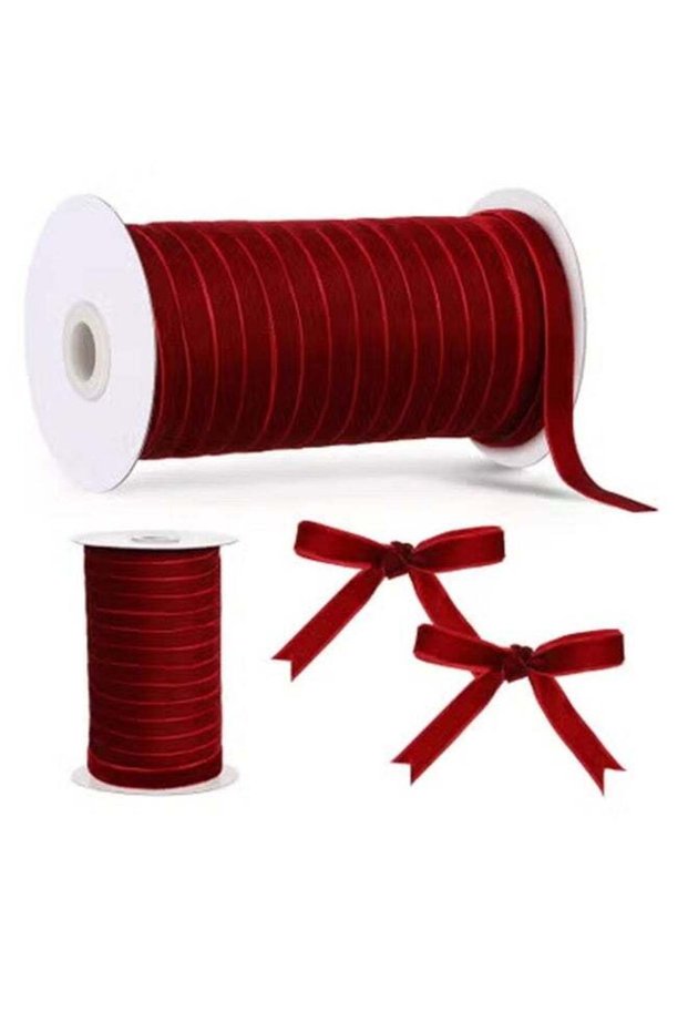 Vintage Velvet Ribbon Single Face Spool Satin Velvet Ribbon for Wreath Decoration DIY Bow Craft Gif