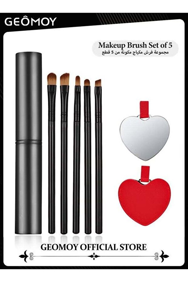 Portable 5pcs Makeup Brush Set Face Eyeliner Blush Makeup Brush Set in One Tube To Keep Brush Clean