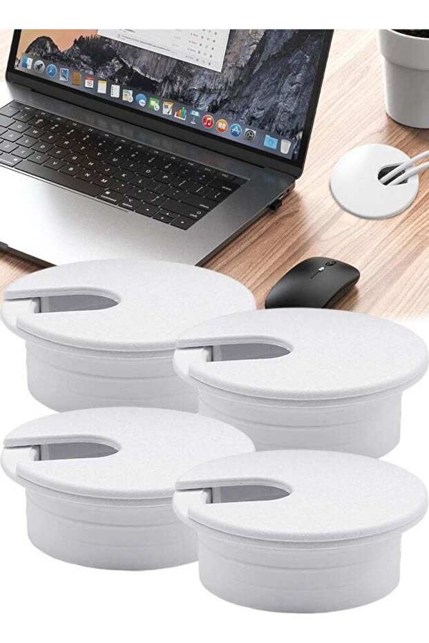 4PCS 35mm ABS Desk Cable Grommet, White Detachable Cord Hole Cover Organizer