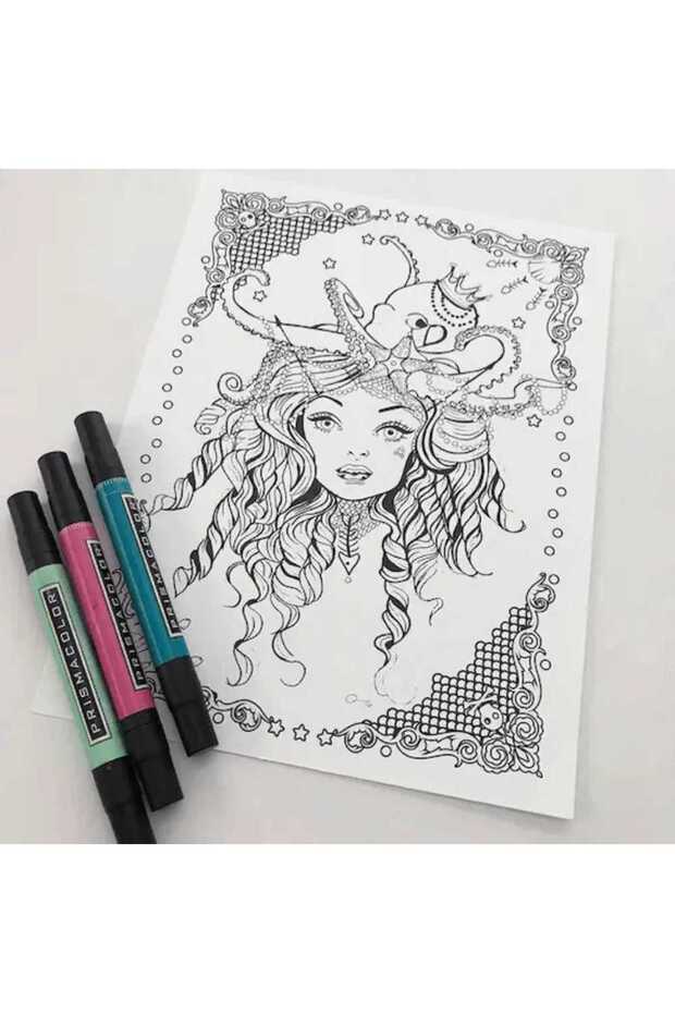 Unicorn My Relax Colouring Book Beautiful Women With Octopus Coloring Sketch