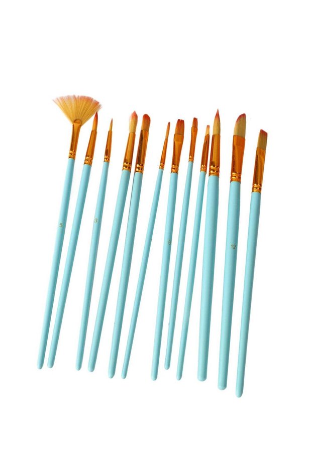 12 PCS Brush Set For Acrylic Watercolor Gouache Oil Painting Craft Painting