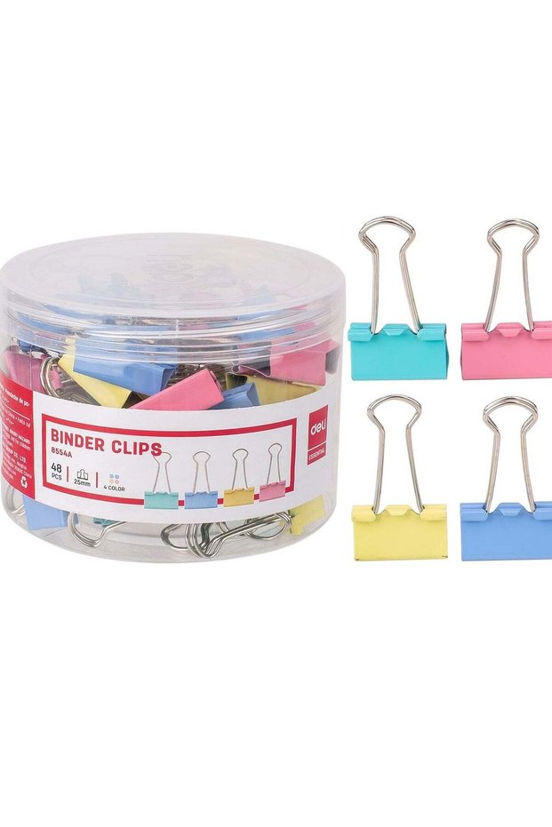 48-Piece 25mm Medium Size Binder Clips Assorted Colours