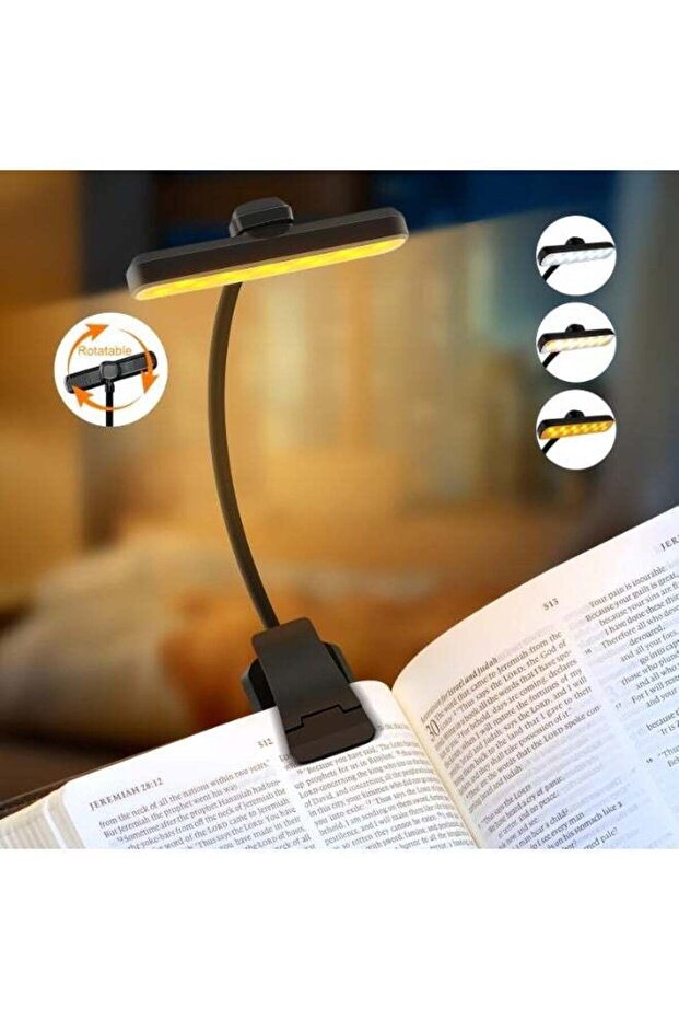 Rechargeable 24 LED Book Light for Reading, 360° Flexible Gooseneck, 3 adjustable color temperature
