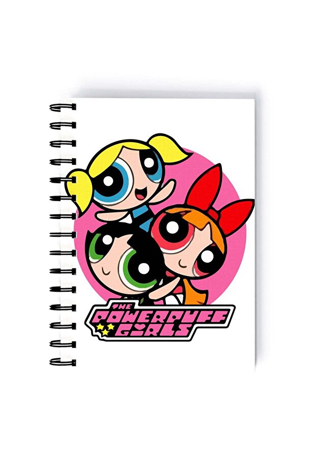 Power Puff Girl Printed Spiral A5 Notebook Green/Beige/Pink