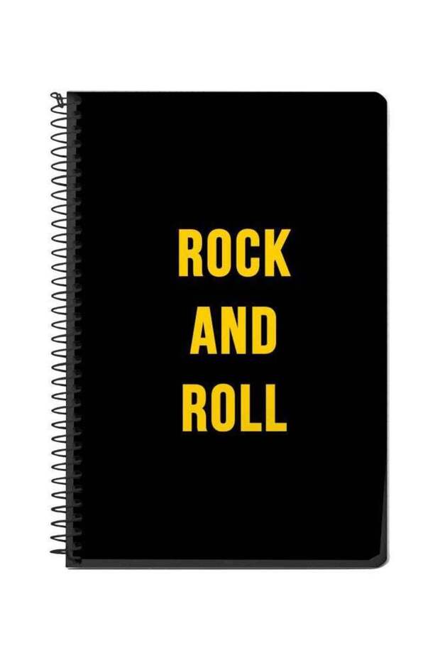 A5 Rock And Roll Printed Spiral Bound Notebook Black/Yellow