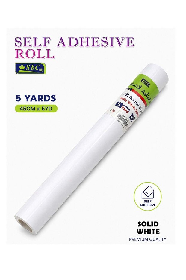 1-Piece Self Adhesive Roll Solid White 45cm x 5 Yards Size