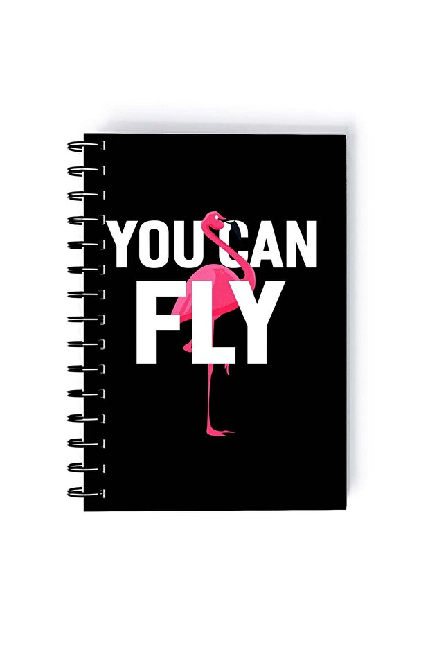Spiral A5 Notebook Inspirational Quote Motivations You can Fly Black and Pink Aesthetics