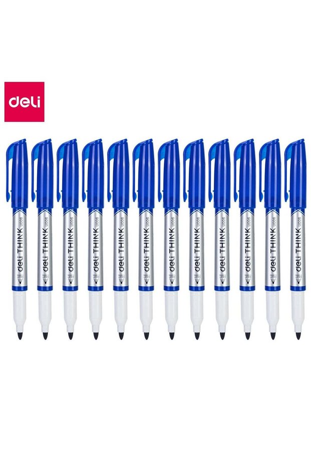 Deli U00630 Whiteboard Marker Blue 12pcs/box - ideal for classrooms, offices, and whiteboard presen