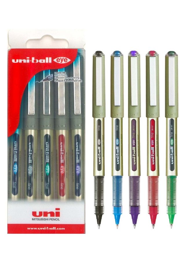 5-Piece Eye Fine Roller Pen Multicolour