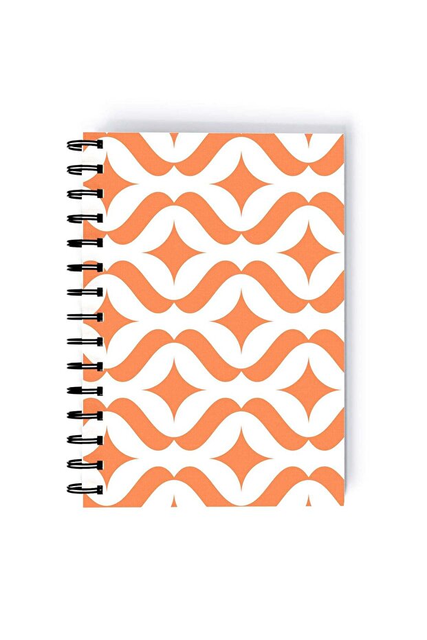 Arabic pattern Printed Spiral A5 Notebook White/Orange