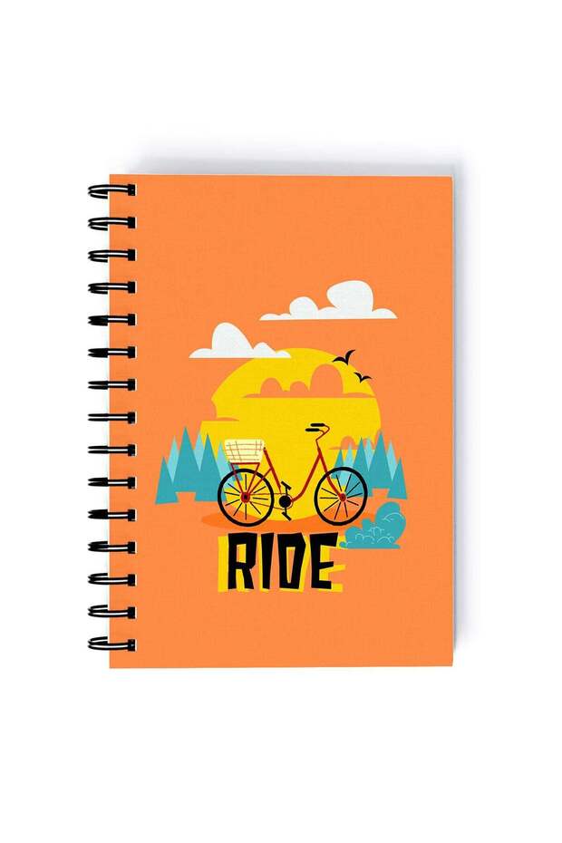 Spiral A5 Notebook Cute Cartoon Ride Bicycle Funny