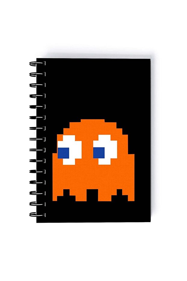 Pacman And Monster Printed Spiral A5 Notebook Black/Blue/Yellow