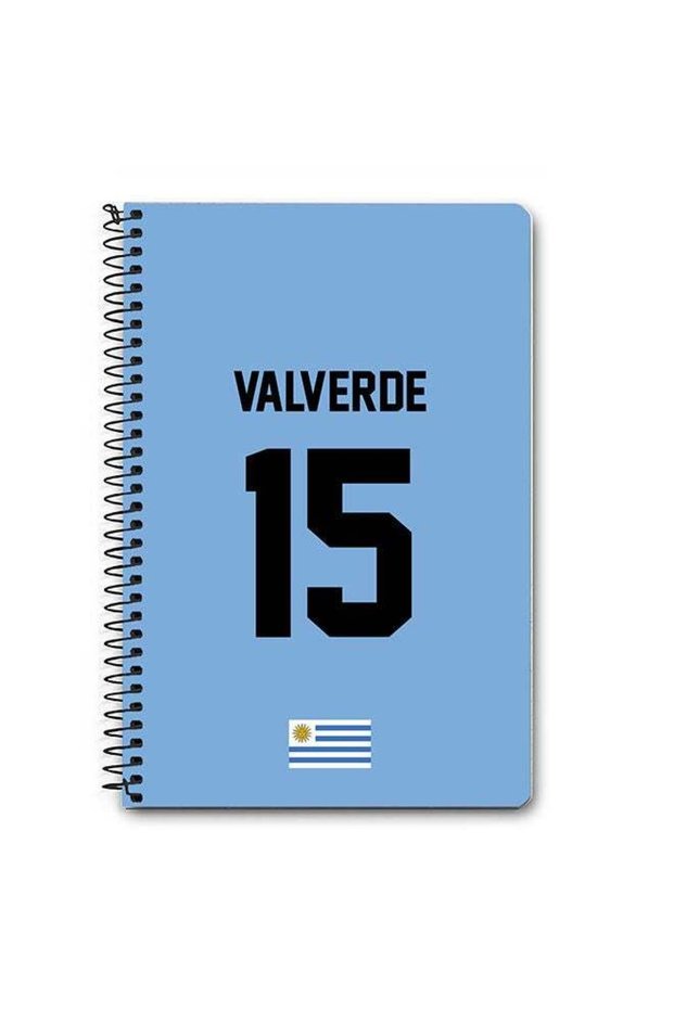 Designer A5 Spiral Notebook Memo Notepad Journal - Football Team - Uruguay Player Name - Valverde
