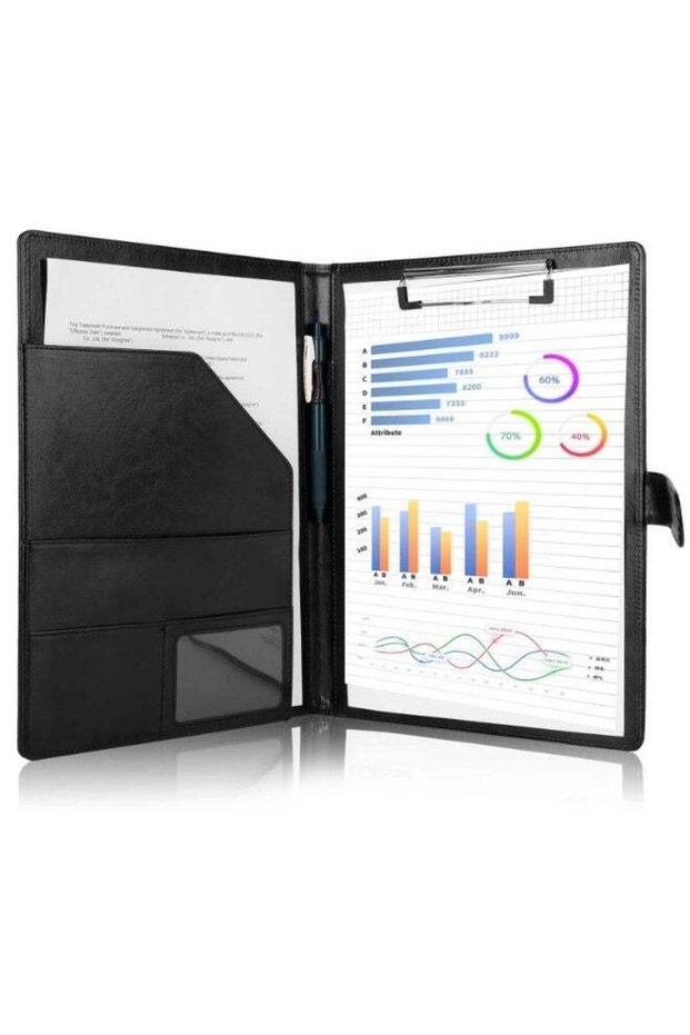 Faux Leather Padfolio Portfolio Folder Binder with Cover A4 Notepad Holder Business Organizer for R