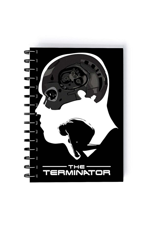 The Terminator Theme Printed Spiral A5 Notebook Grey/Black