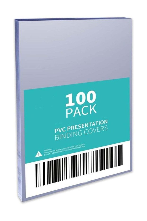 [Pack of 100] A4 Clear Binding Sheets, [200 Micron] Transparent Report Covers for Binding, Protecti