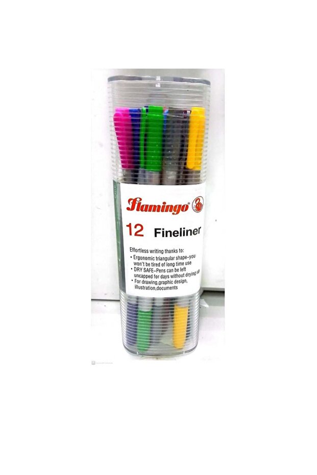 FLAMINGO 12 Pieces Fineliners pens multicolors