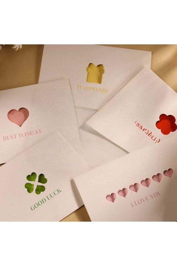 5 PCS Hollow Design Greeting Cards – 5 Unique Cut-Out Patterns – Blank Inside – Elegant Minimalist