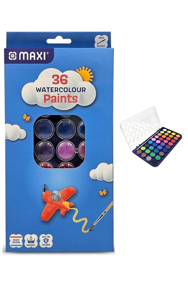 36-Colour Watercolour Paint Cake Set With A Paint Brush