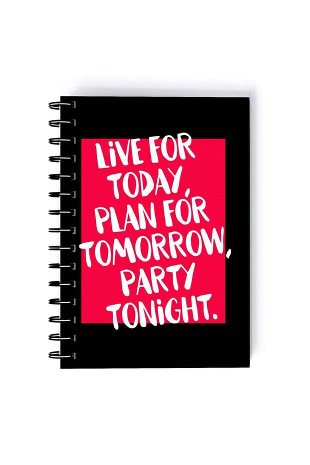 Spiral A5 Notebook Sarcasm and Fun Typography Live for Today Pink Aesthetics