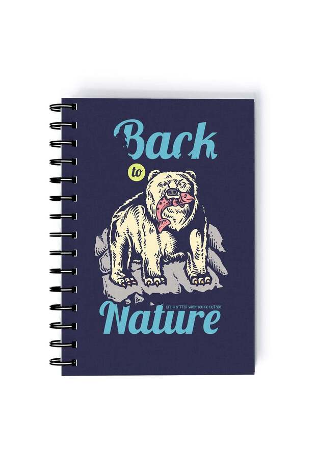 Spiral A5 Notebook Wild Animals Bear Nature Blue Aesthetic
