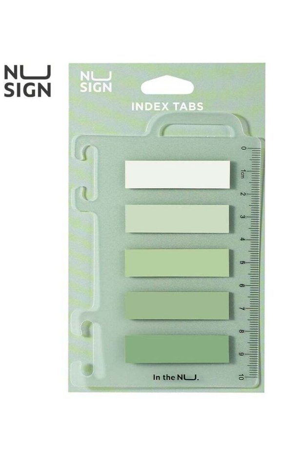 Deli ENS356-GR Waterproof Index Tabs - 5x20 Polyester Labels with Transparent Ruler Base - Green