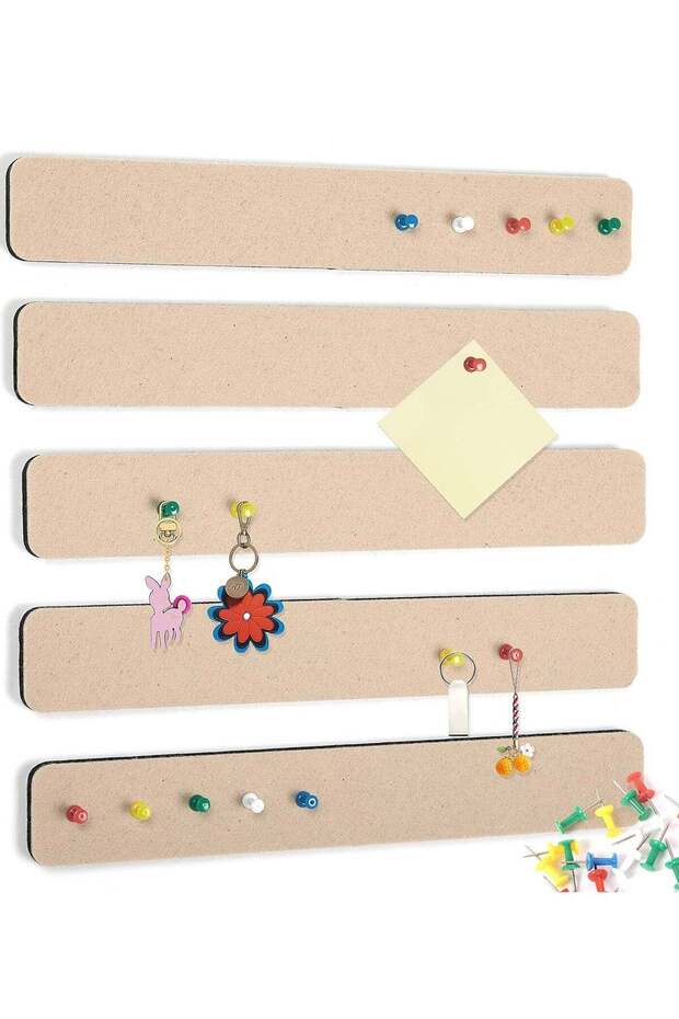 5PCS Felt Pin Board Bar Strips Bulletin Board for Bedrooms Offices Home Wall Decoration, Notice Boa