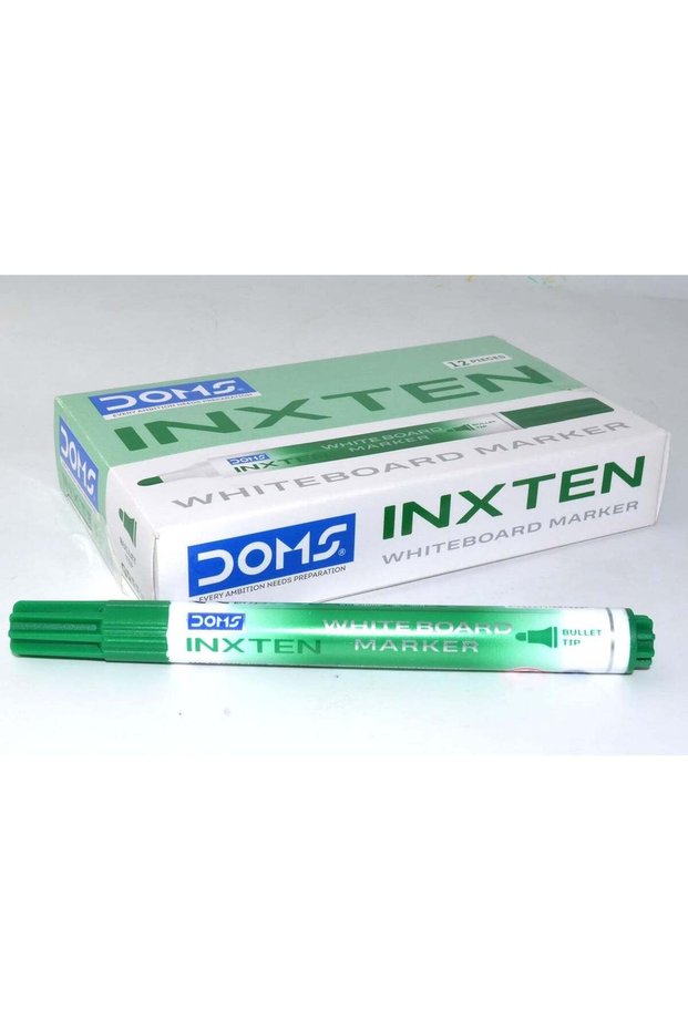 Doms Inxten Bullet Tip Whiteboard Marker Pen - 12-Piece Pack, Green