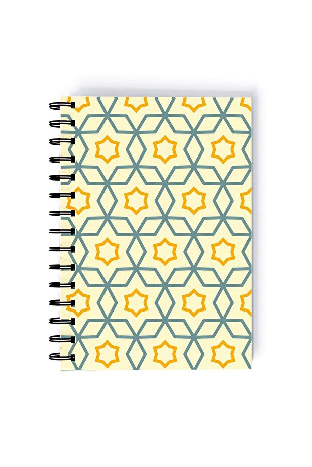 Arabic Pattern Printed Spiral A5 Notebook Orange/Blue