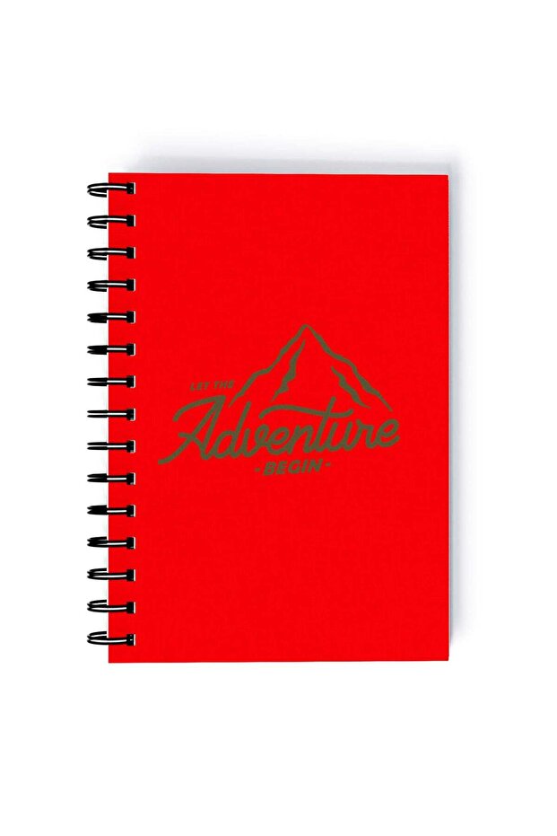Spiral A5 Notebook Typography Adventure Begins Red