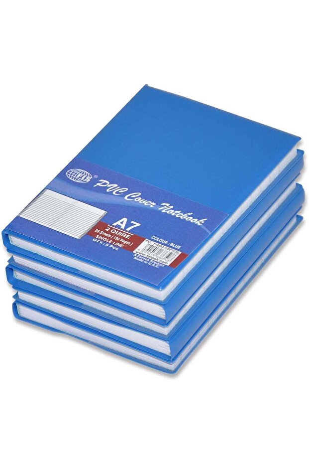 5-Piece PVC Notebook A7, 2-Quires Blue - FSNBA72QPVCBL
