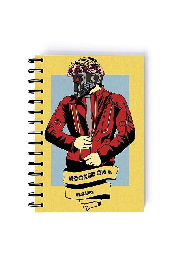 Spiral A5 Notebook Guardians Volume 3 Cyberpunk Aesthetic Hooked on a Feeling Quote Guardians of th