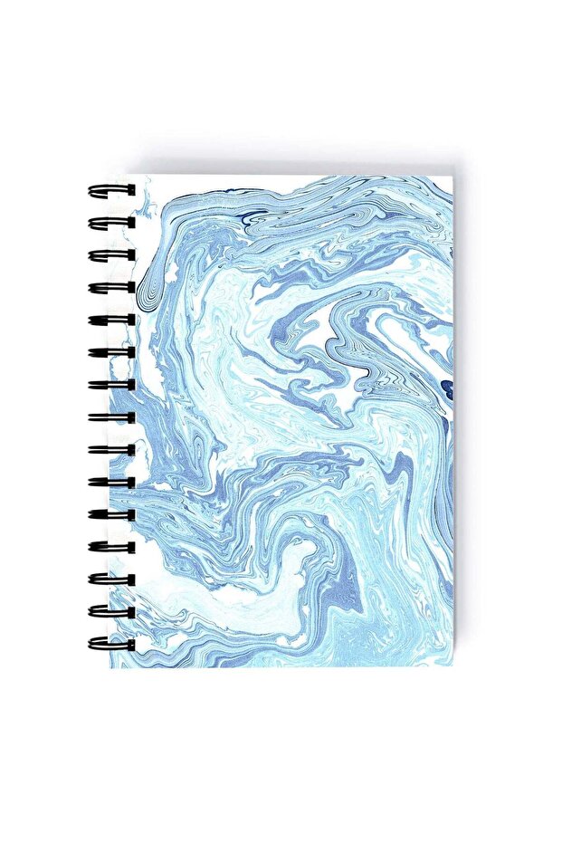 Spiral A5 Notebook Blue White Marble Pattern Aesthetics