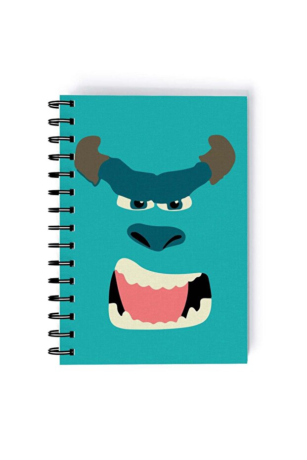 Three Eyed Monster Printed Spiral A5 Notebook Pink/Black/Green