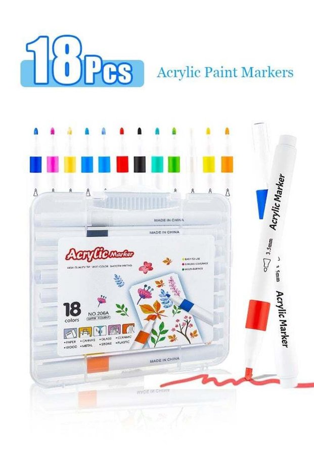 18-colors Acrylic Painting Markers for Art and Design, Hand-drawn DIY Office Supplies