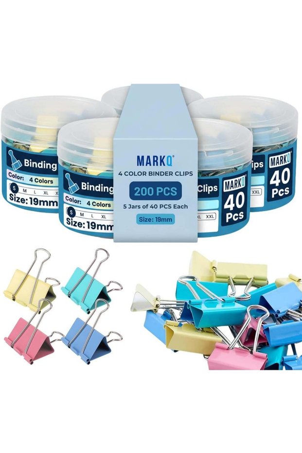 Multicolor Binder Clips Bulk Pack of 200 Pieces Durable Metal Paper Clamps | Strong & Reliable Docu