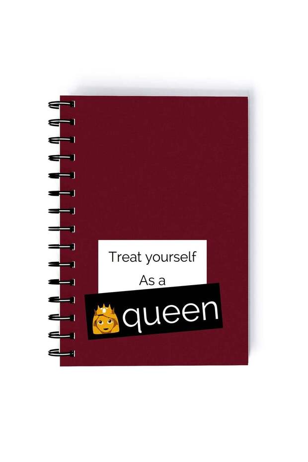 Spiral A5 Notebook Women Empowerment Feminism Quote Treat yourself Queen Maroon Aesthetics