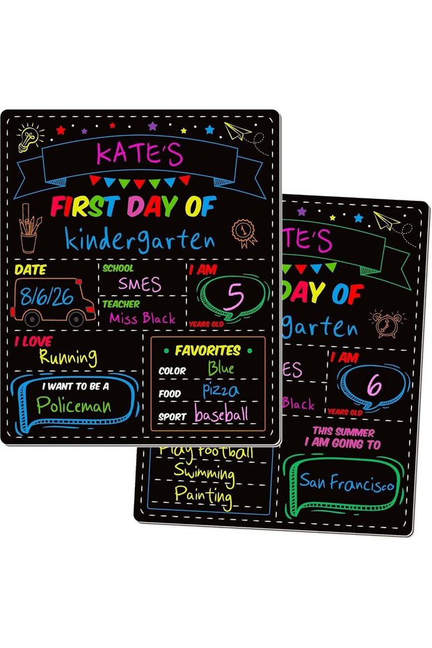 ARS First and Last Day of School Board, Paper Back to Class Chalkboard for Kids | 10 X 12 IN Double