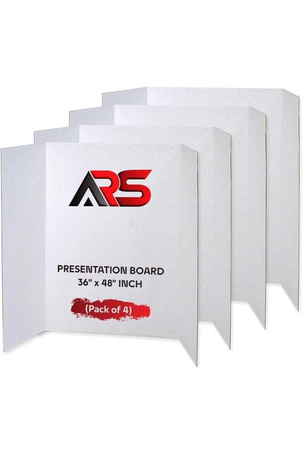 ARS White Trifold Presentation Board 36" x 48" - Pack of 4