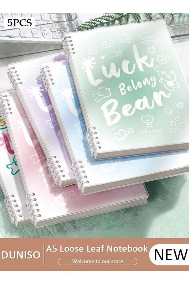 5pcs A5 Student Specific Loose Leaf Notebook,Inspirational Removable Notebook with Thick Horizontal