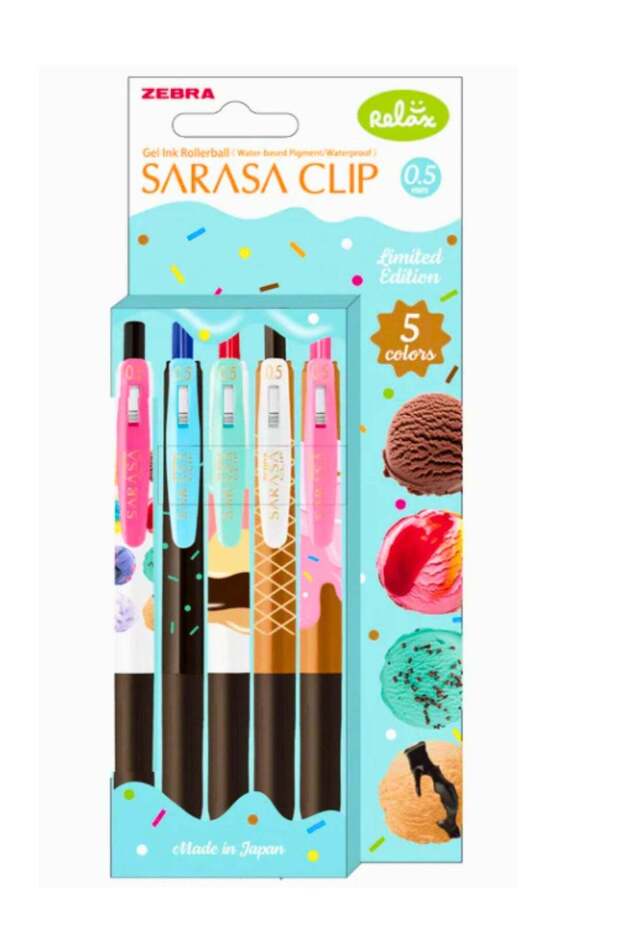 ZEBRA SARASA Clip 0.5mm Gel Ink Roller Ballpen Set of 5 | Ice cream