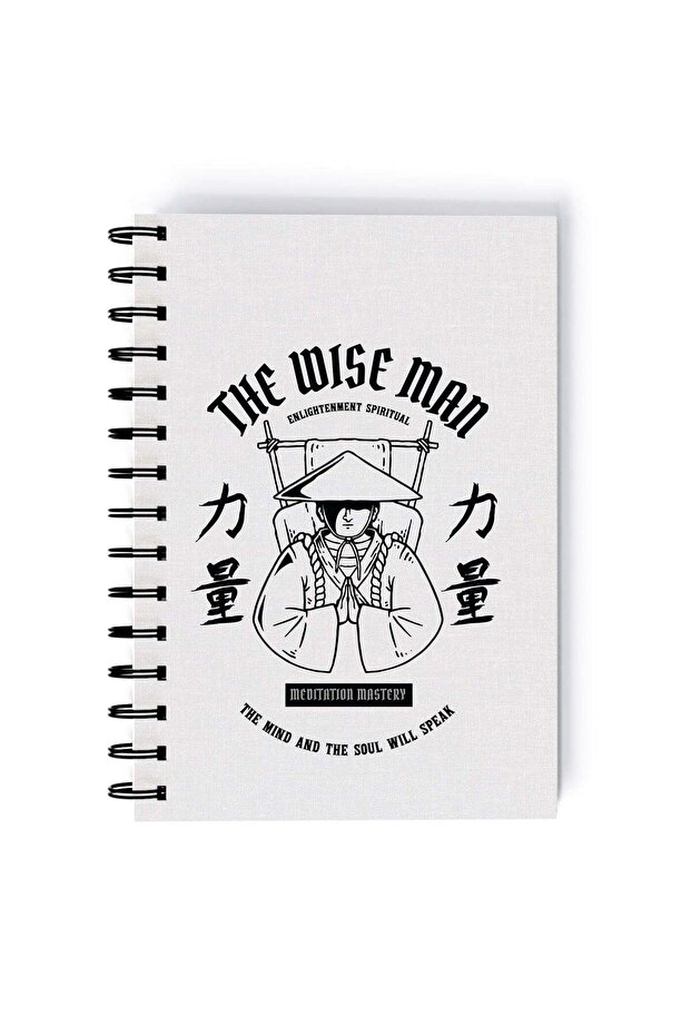 The Wise Man Design Rectangle Spiral A5 Notebook Grey/Black