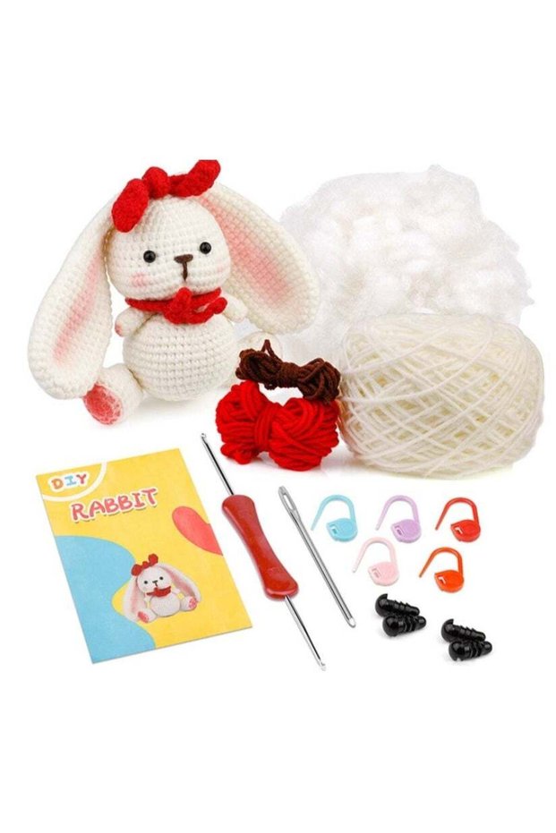 Crochet Kit for Beginners, Crochet Animal Kit, Rabbit Beginner Crochet Kit with Step-by-Step Video