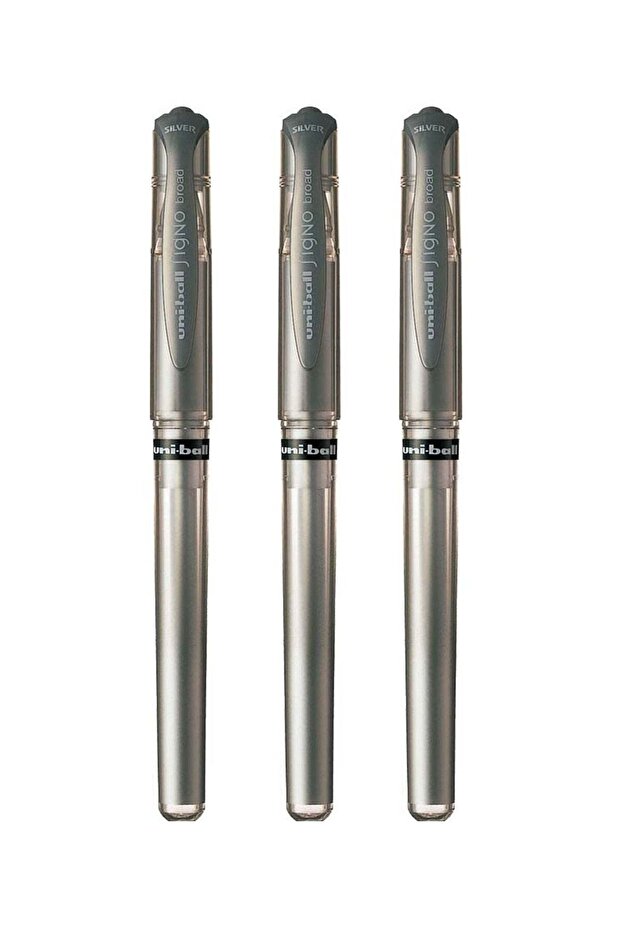 3-Piece Signo Broad Gel Pen Silver Colour